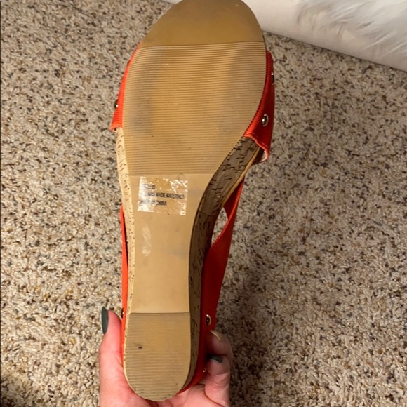 Lulus Red Cork Wedge Heels Size 8 NWOB - Picture 8 of 11